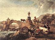 Nicolaes Pietersz. Berchem Italian Landscape with a Small Bridge Sweden oil painting artist